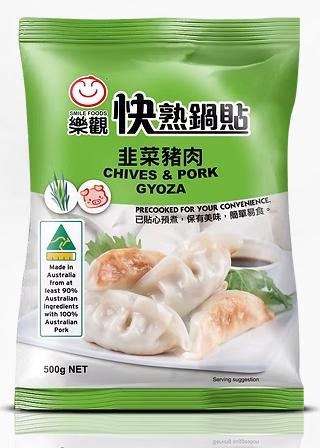 SMILE CHIVES AND PORK GYOZA 450g x 12pk/ctn