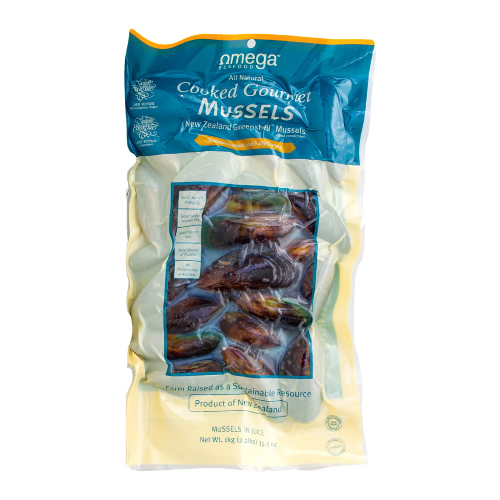 MUSSEL WHOLE COOKED NZ OMEGA 1kg x 10pk/ctn 